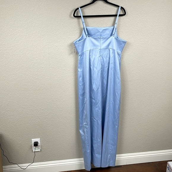 New Sachin & Babi Pryce Crystal Strap Detail Vertical Stretch Mikado Column Gown - Picture 7 of 16